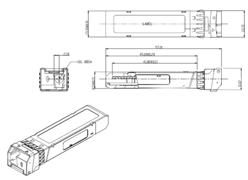 10g sfp+ bidi dimensions